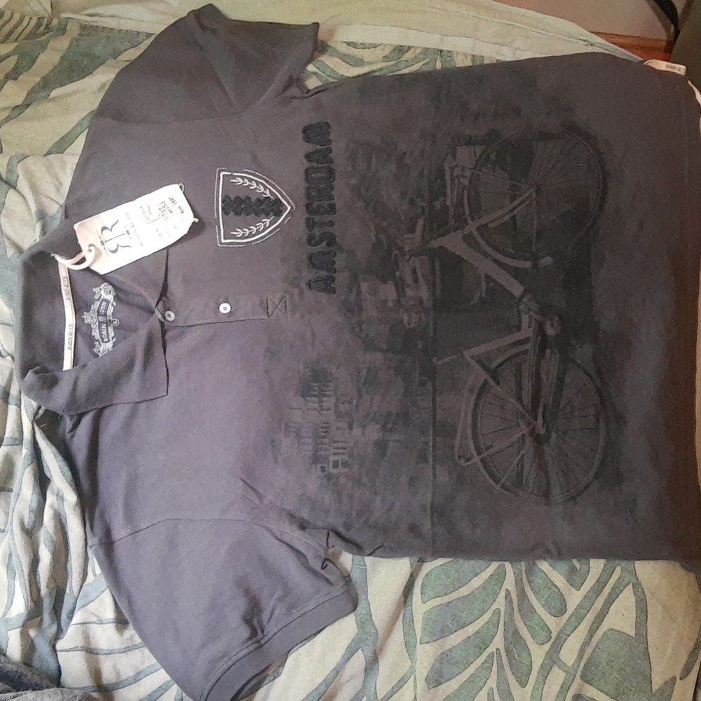 NWT Robin Ruth Men's XL Amsterdam Polo Shirt Grey
